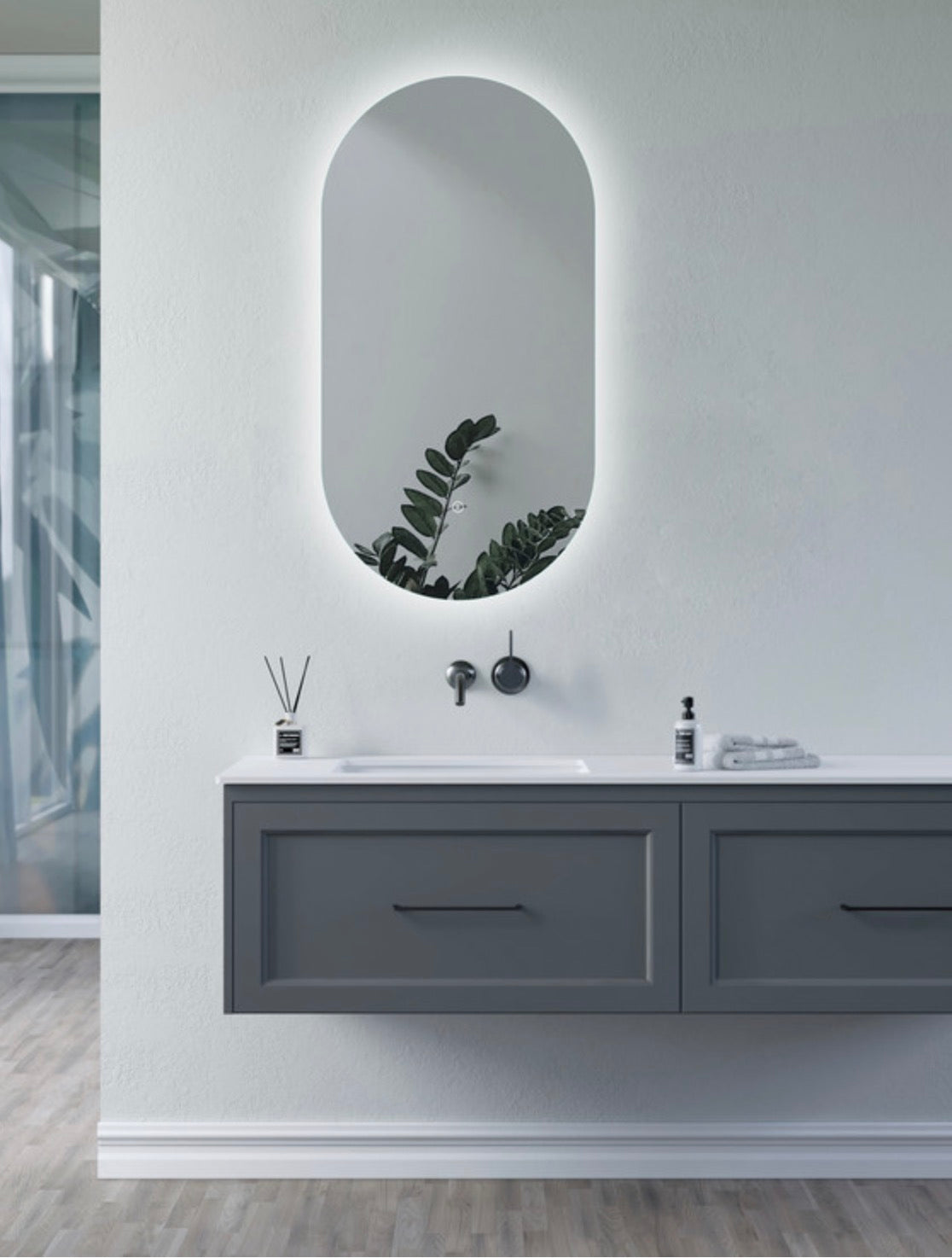 Illuminated Mirrors - Savita 400mm Oblong Back-Lit LED Mirror