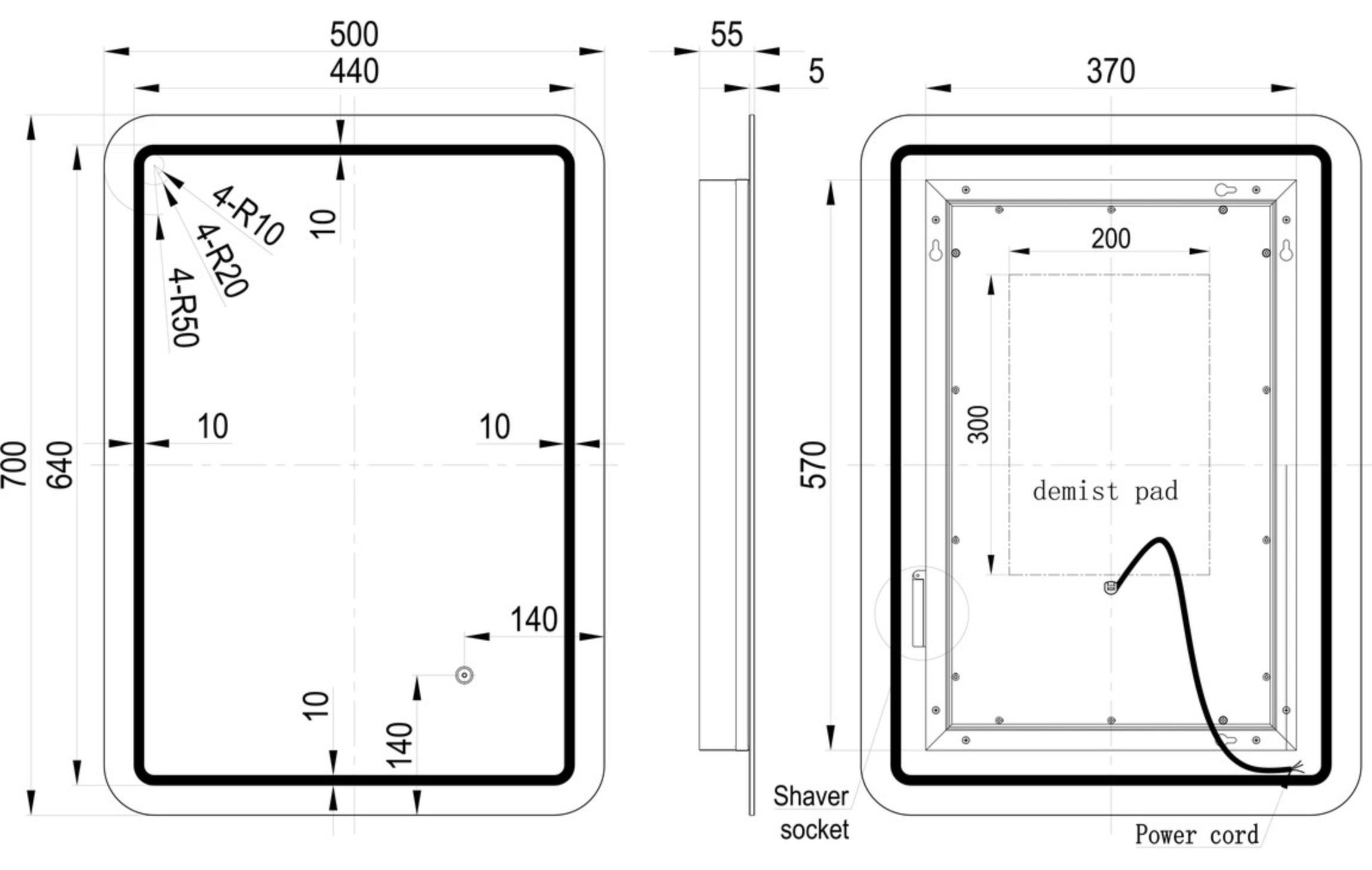 Illuminated Mirrors - Sunshine Rectangle Front-Lit LED Mirror