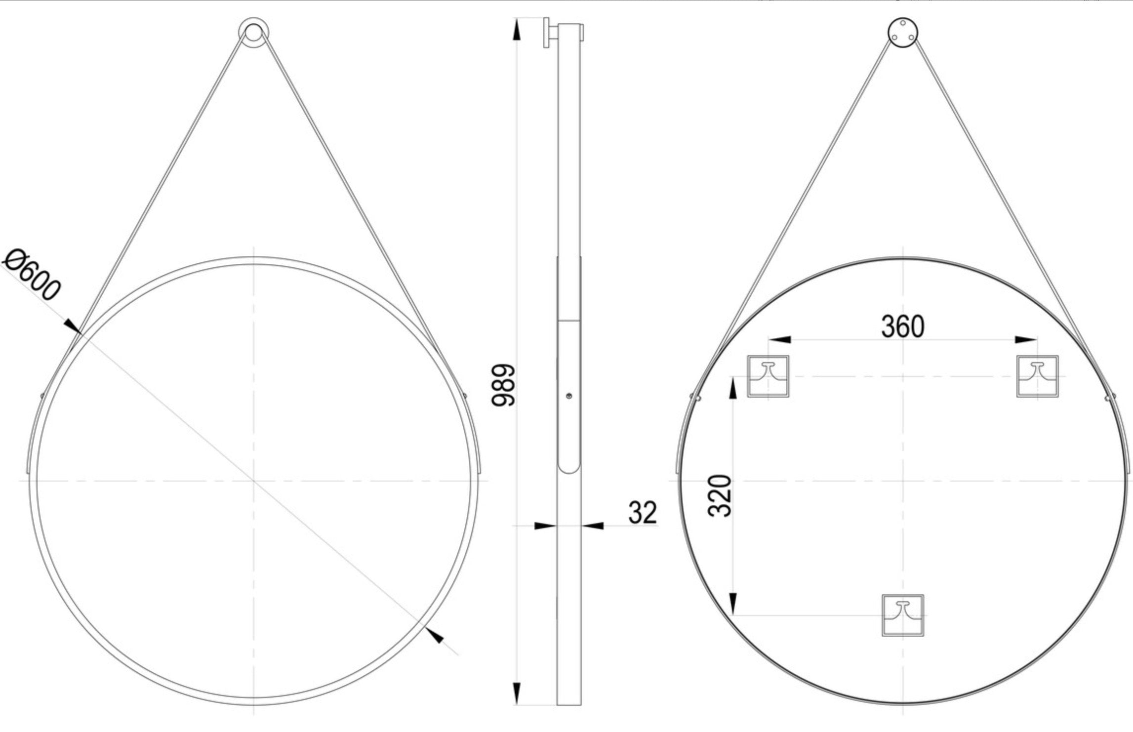 Plain Mirrors - Mako 600mm Round Mirror - Matt Black