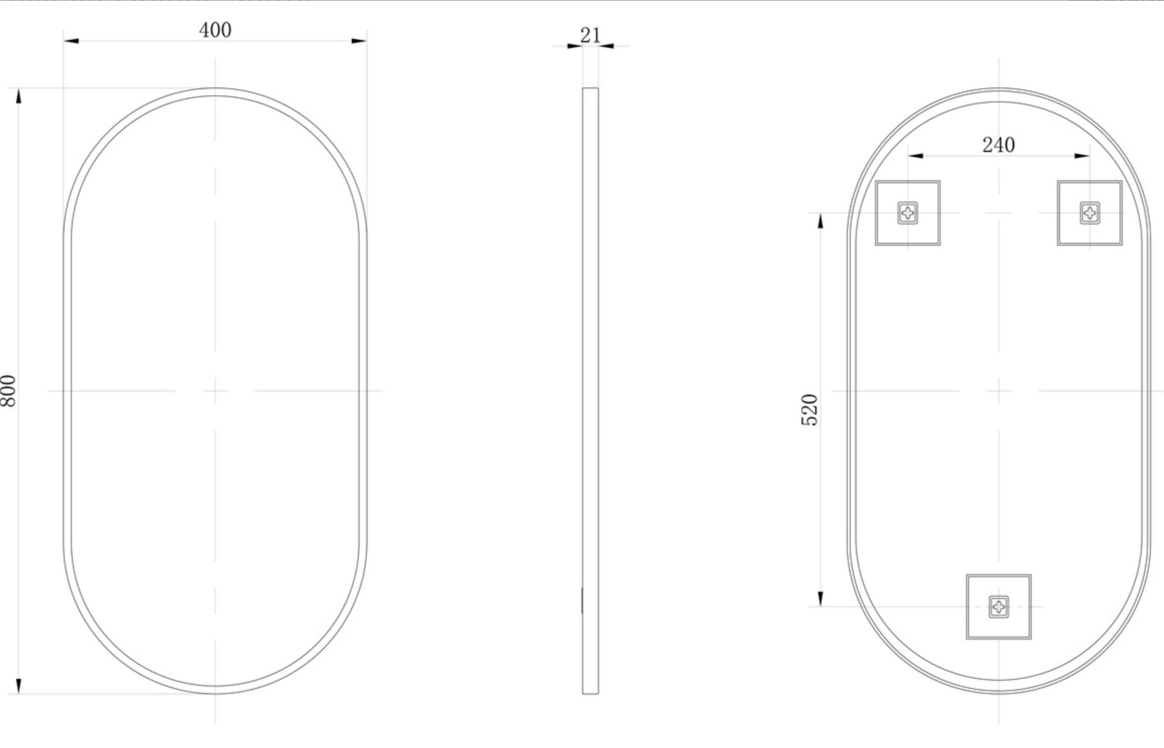 Plain Mirrors - Kenji 800x400mm Oblong Mirror