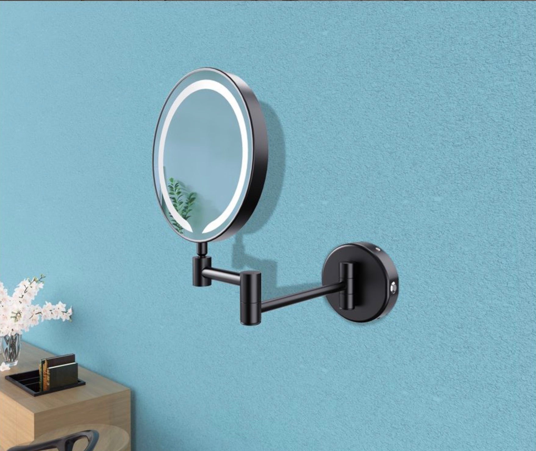 Cosmetic Mirrors - Hoshi Round LED Cosmetic Mirror - Black